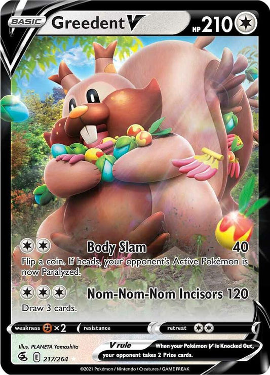 Greedent V 217/264 Ultra Rare Fusion Strike Pokémon card