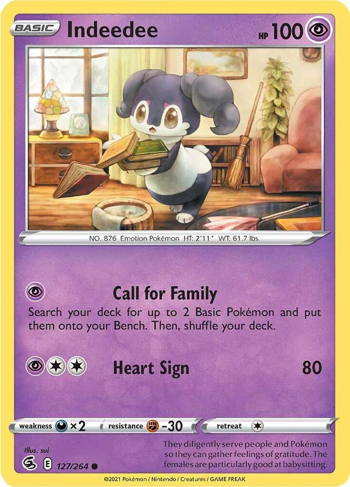Indeedee 127/264 Common Fusion Strike Pokémon card