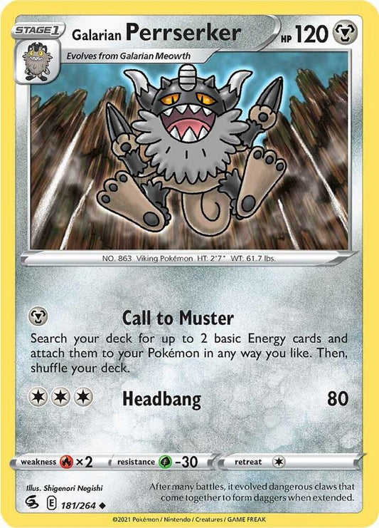 Galarian Perrserker 181/264 Uncommon Fusion Strike Pokémon card