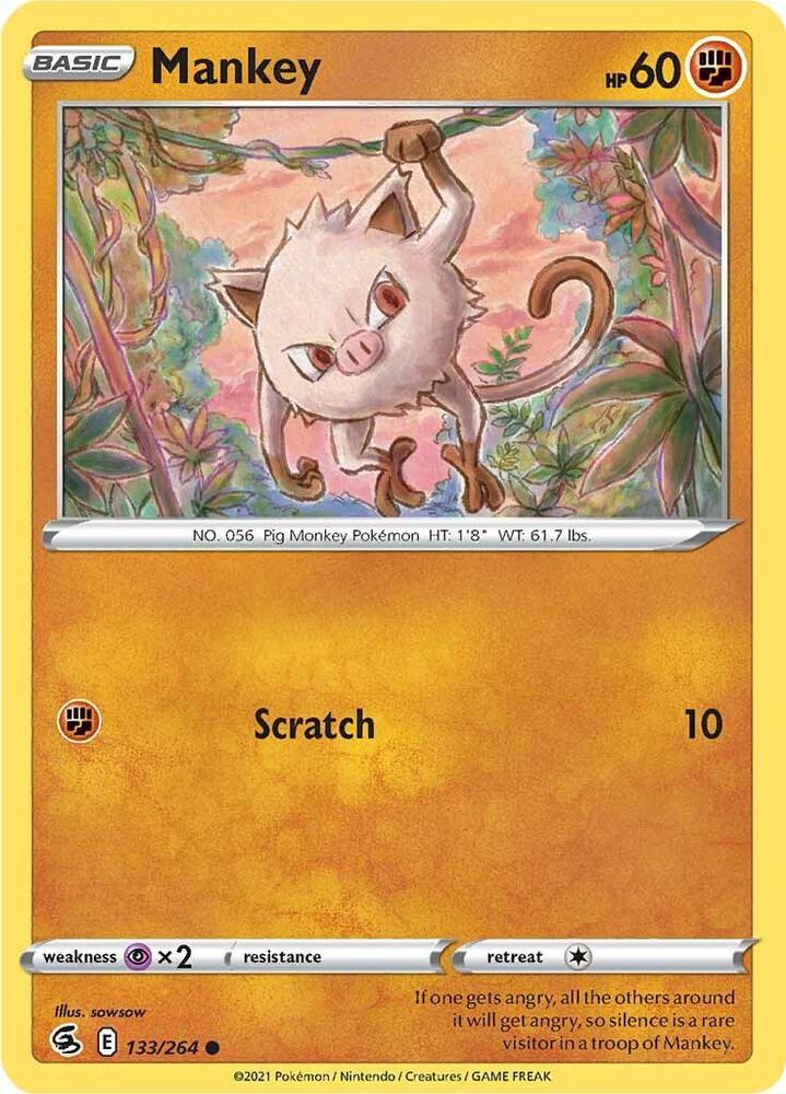 Mankey 133/264 Common Fusion Strike Pokémon card