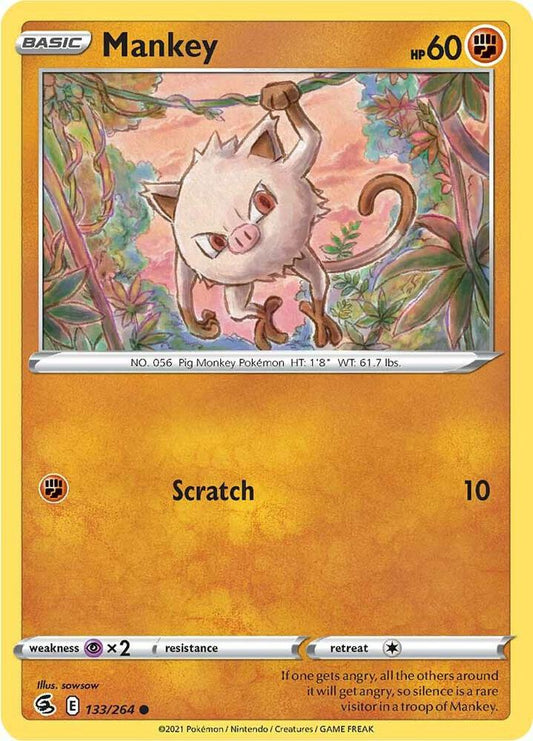 Mankey 133/264 Common Fusion Strike Pokémon card