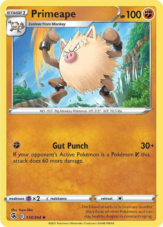 Primeape 134/264 Uncommon Fusion Strike Pokémon card