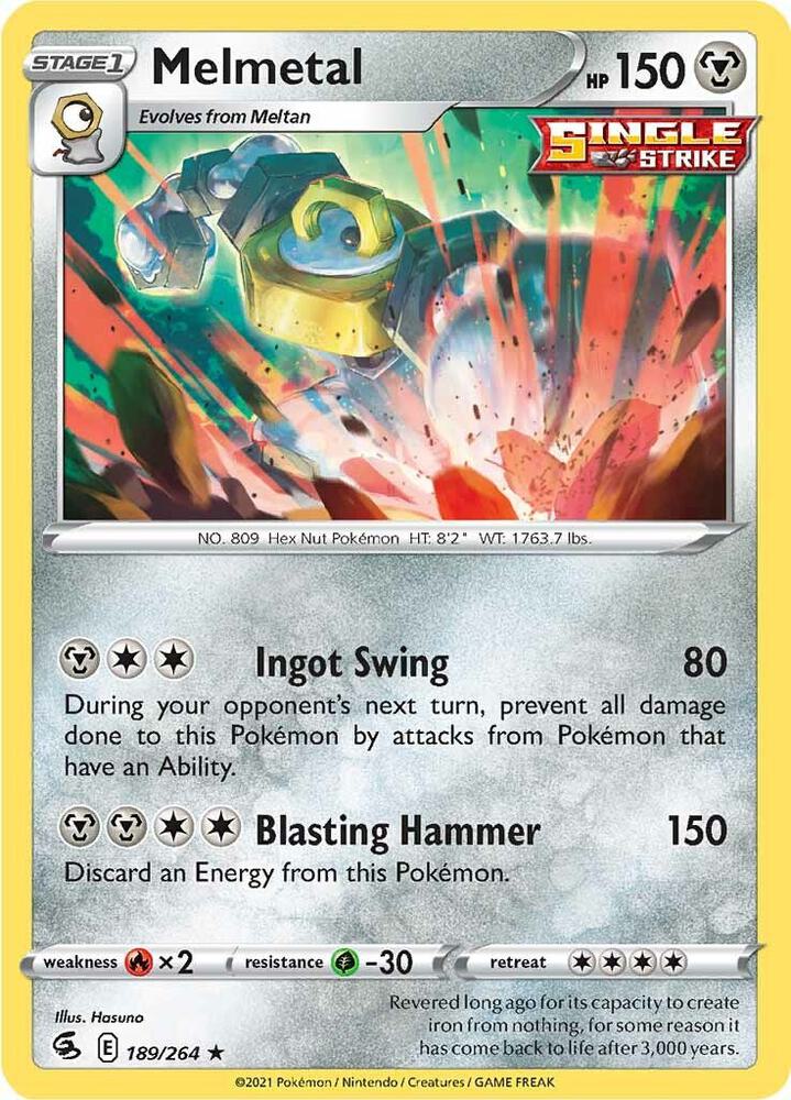 Melmetal 189/264 Holo Rare Fusion Strike Pokémon card