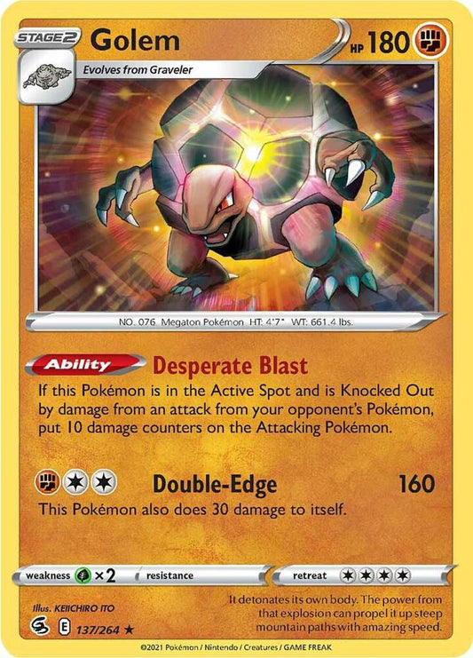 Golem 137/264 Rare Fusion Strike Pokémon card