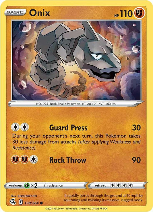 Onix 138/264 Common Fusion Strike Pokémon card