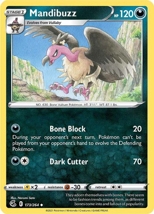 Mandibuzz 173/264 Uncommon Fusion Strike Pokémon card