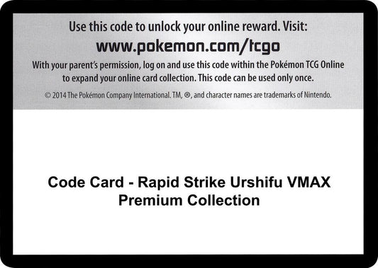 Code Card - Rapid Strike Urshifu VMAX Premium Collection - Code Card SWSH08: Fusion Strike
