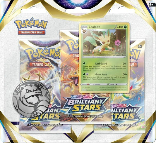 Brilliant Stars 3 Pack Blister [Leafeon] Pokémon card