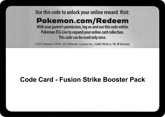 Code Card - Fusion Strike Booster Pack Code Card Pokémon card
