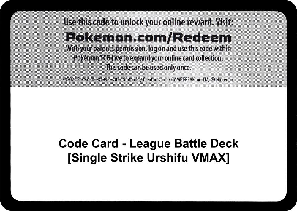 Code Card - League Battle Deck [Single Strike Urshifu VMAX] - Code Card Miscellaneous Cards & Products
