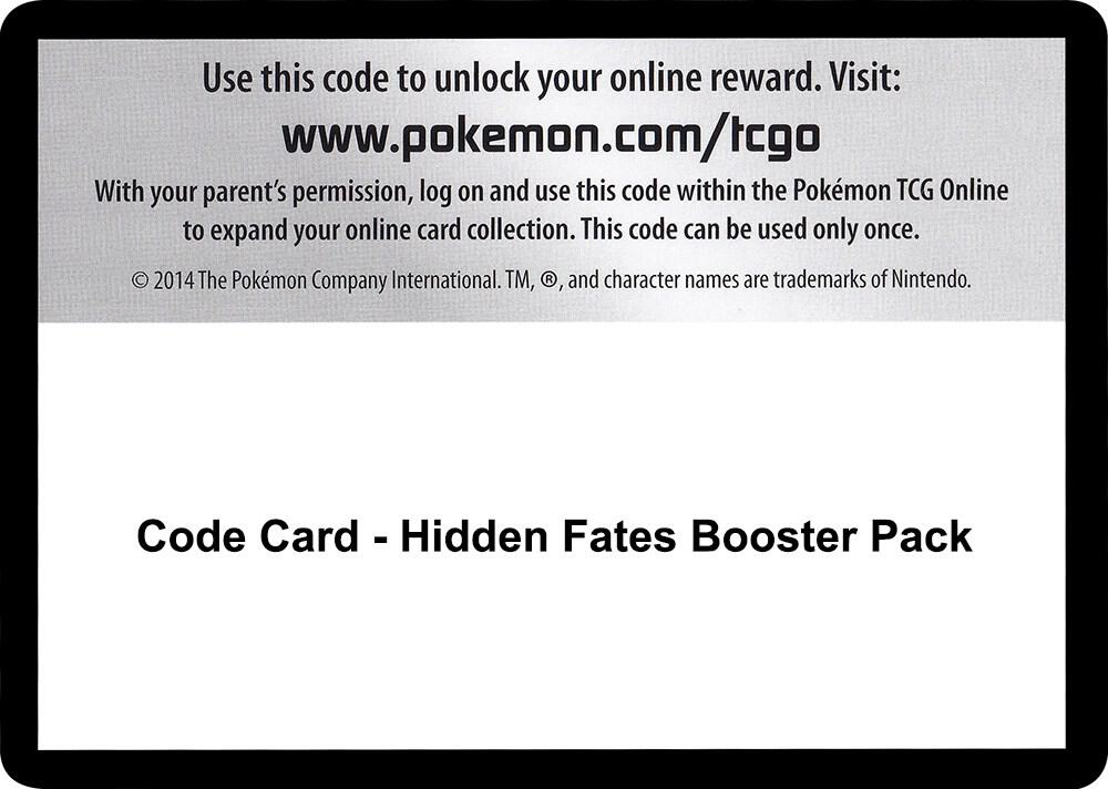 Code Card - Hidden Fates Booster Pack Code Card Pokémon card