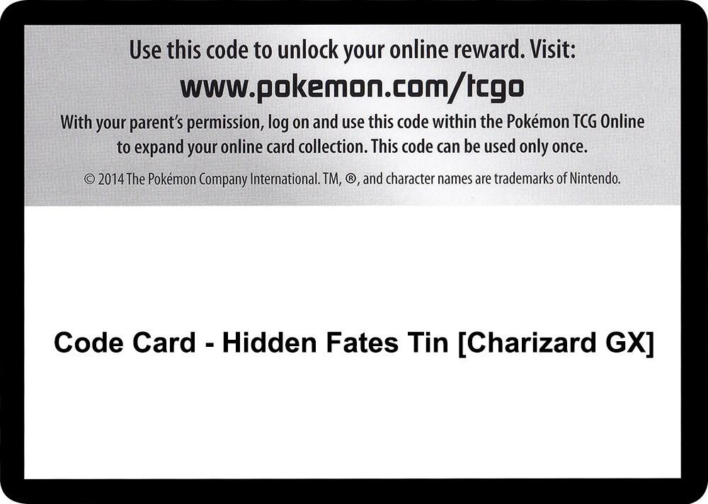 Code Card - Hidden Fates Tin [Charizard GX] - Code Card Hidden Fates