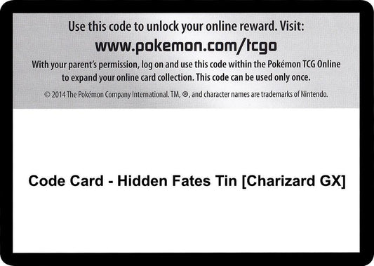 Code Card - Hidden Fates Tin [Charizard GX] - Code Card Hidden Fates
