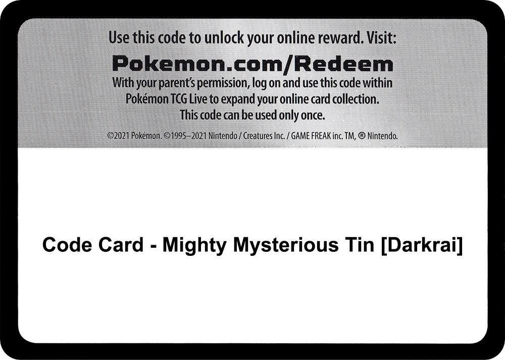 Code Card - Mighty Mysterious Tin [Darkrai] Code Card Miscellaneous Cards & Products Pokémon card