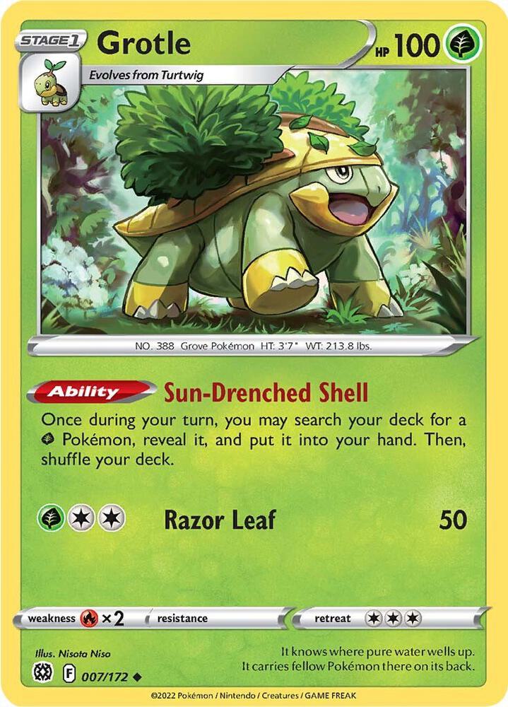 Grotle 007/172 Uncommon Brilliant Stars Pokémon card