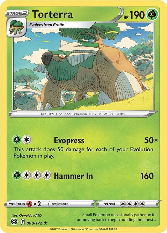 Torterra 008/172 Holo Rare Brilliant Stars Pokémon card