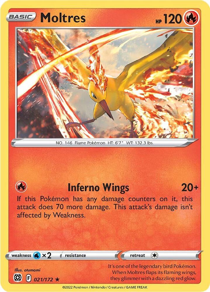 Moltres 021/172 Holo Rare Brilliant Stars Pokémon card