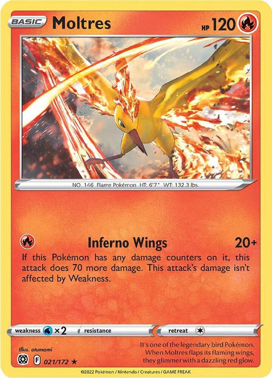 Moltres 021/172 Holo Rare Brilliant Stars Pokémon card
