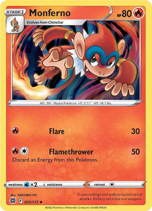 Monferno 025/172 Uncommon Brilliant Stars Pokémon card