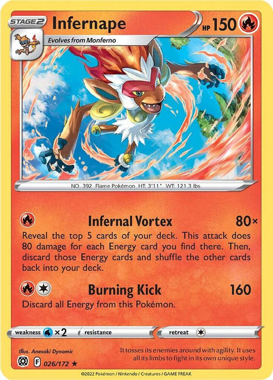 Infernape 026/172 Holo Rare Brilliant Stars Pokémon card
