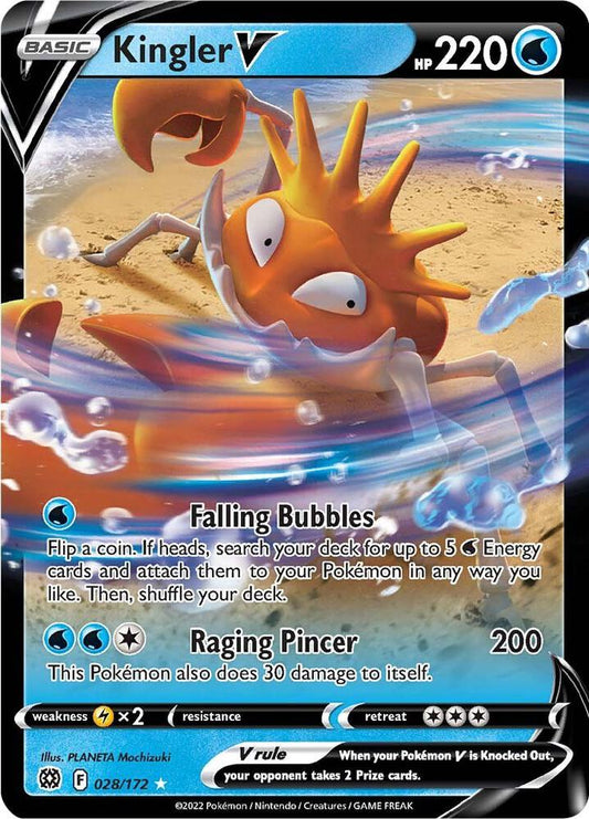Kingler V 028/172 Ultra Rare Brilliant Stars Pokémon card