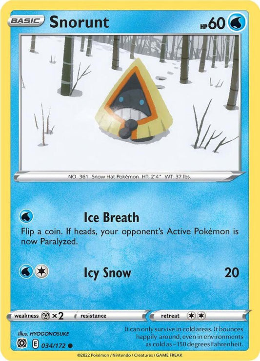 Snorunt 034/172 Common Brilliant Stars Pokémon card