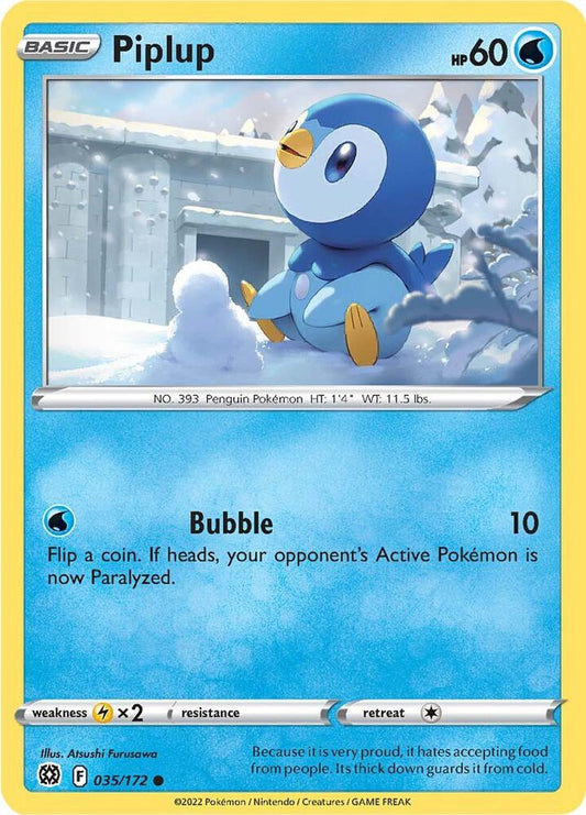 Piplup 035/172 Common Brilliant Stars Pokémon card