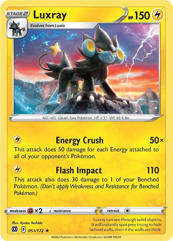 Luxray 051/172 Rare Brilliant Stars Pokémon card