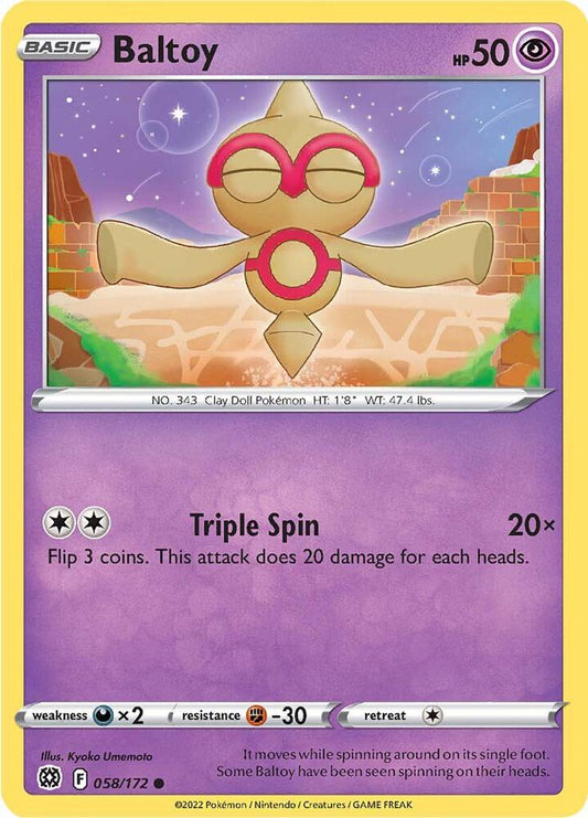 Baltoy 058/172 Common Brilliant Stars Pokémon card