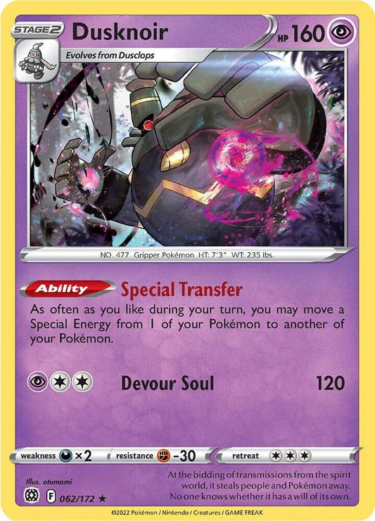 Dusknoir 062/172 Holo Rare Brilliant Stars Pokémon card