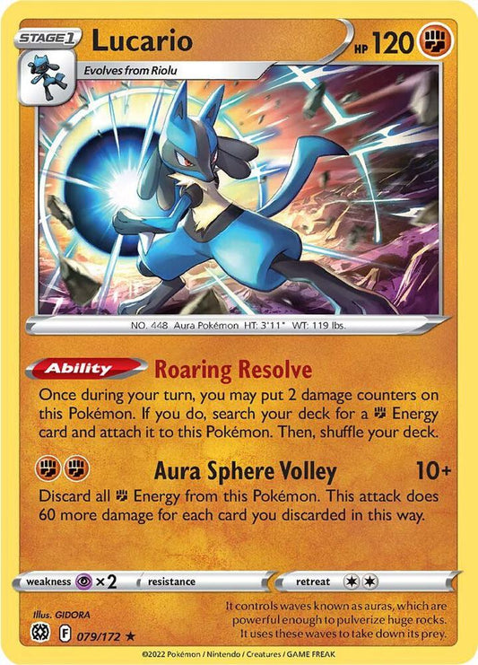 Lucario 079/172 Holo Rare Brilliant Stars Pokémon card