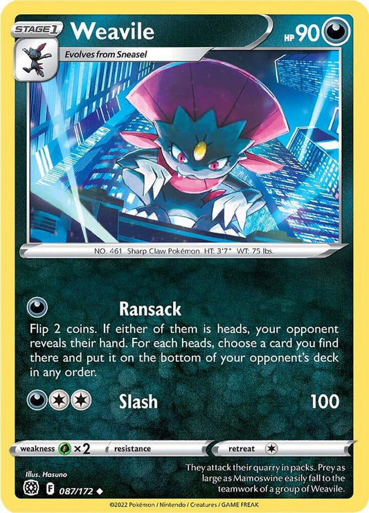 Weavile 087/172 Uncommon Brilliant Stars Pokémon card