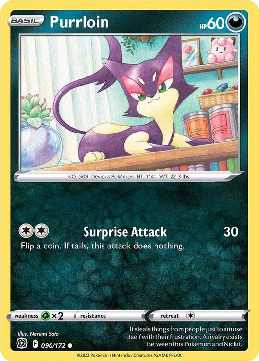 Purrloin 090/172 Common Brilliant Stars Pokémon card