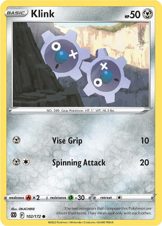 Klink 102/172 Common Brilliant Stars Pokémon card