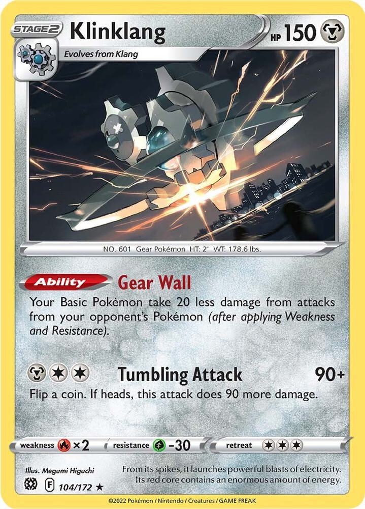 Klinklang 104/172 Rare Brilliant Stars Pokémon card