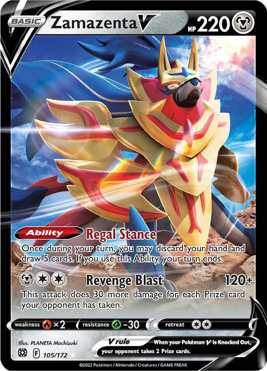 Zamazenta V 105/172 Ultra Rare Brilliant Stars Pokémon card