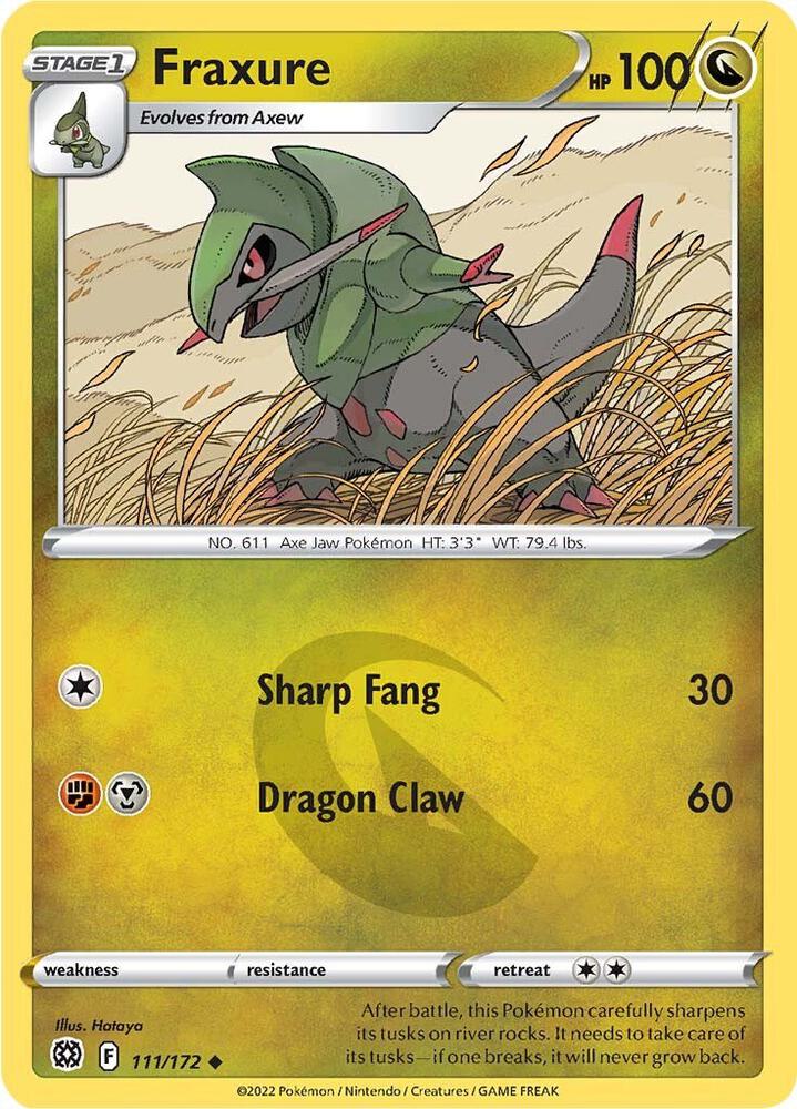 Fraxure 111/172 Uncommon Brilliant Stars Pokémon card
