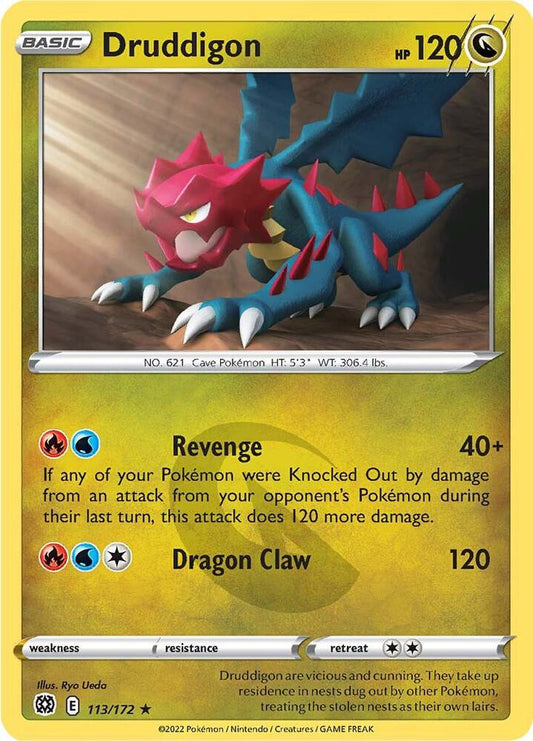 Druddigon 113/172 Rare Brilliant Stars Pokémon card