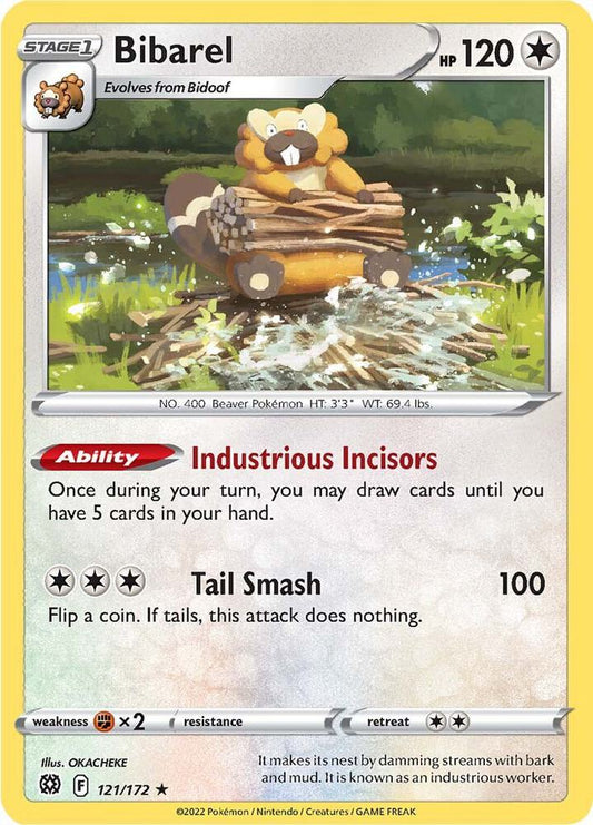 Bibarel 121/172 Holo Rare Brilliant Stars Pokémon card