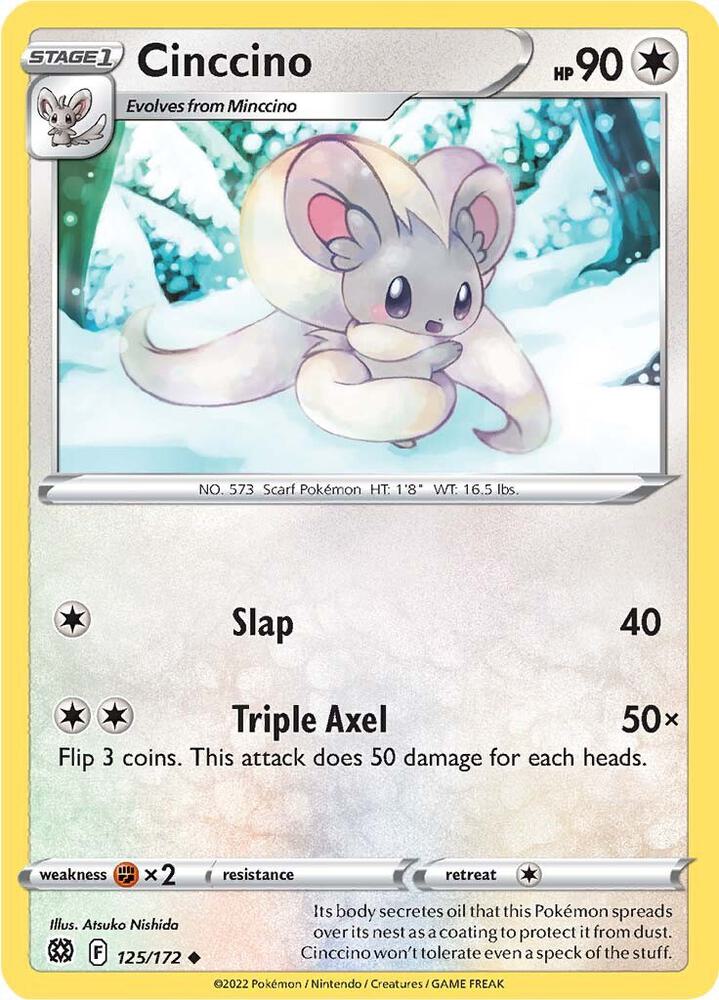 Cinccino 125/172 Uncommon Brilliant Stars Pokémon card