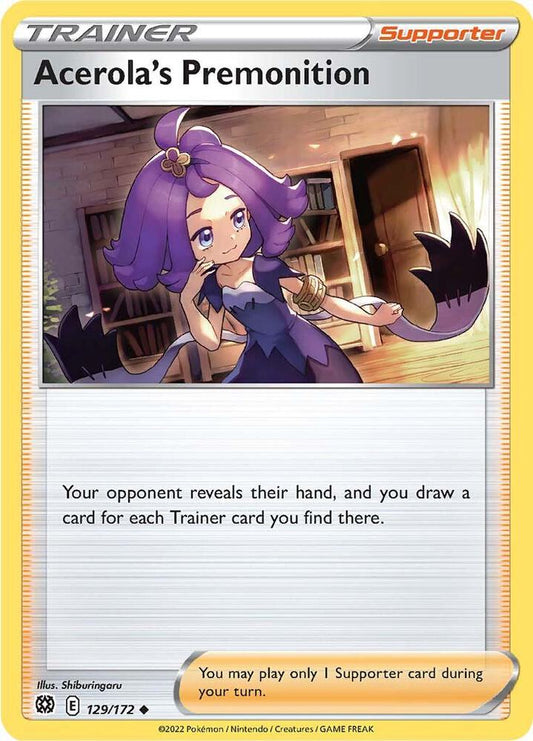 Acerola's Premonition 129/172 Uncommon Brilliant Stars Pokémon card