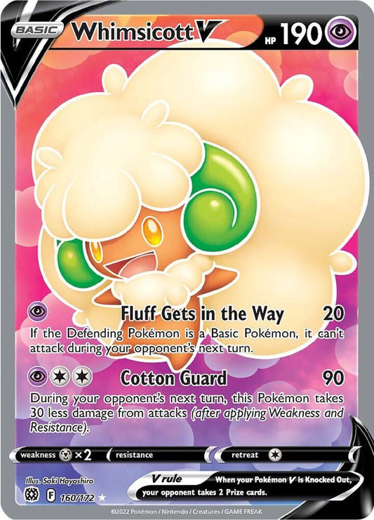 Whimsicott V (Full Art) 160/172 Ultra Rare Brilliant Stars Pokémon card