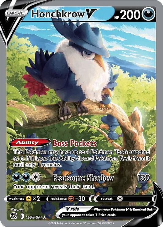 Honchkrow V (Alternate Full Art) 162/172 Ultra Rare Brilliant Stars Pokémon card