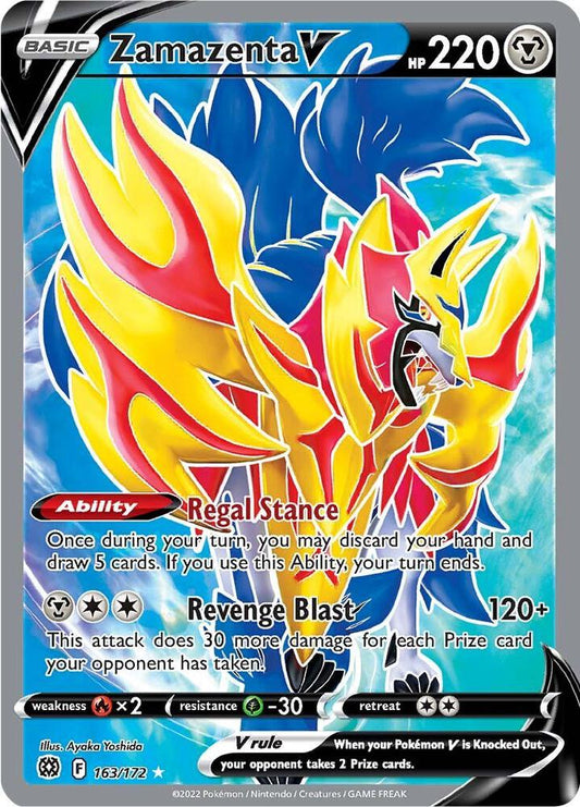 Zamazenta V (Full Art) 163/172 Ultra Rare Brilliant Stars Pokémon card