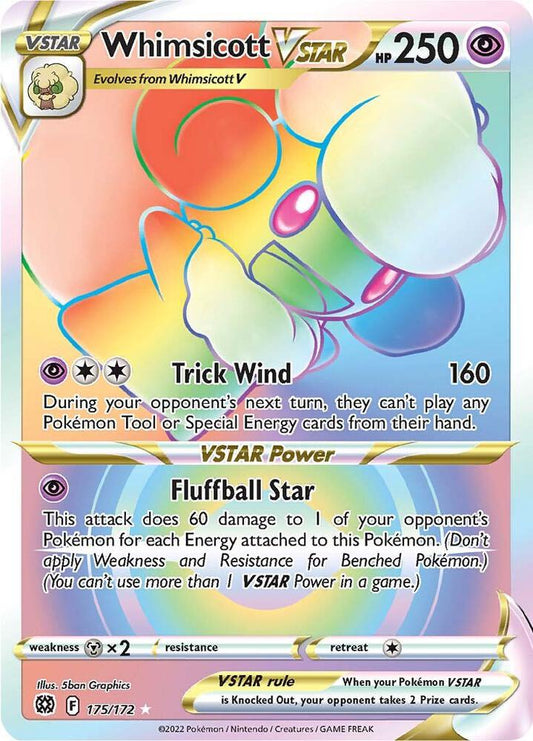 Whimsicott VSTAR (Secret) 175/172 Secret Rare Brilliant Stars Pokémon card
