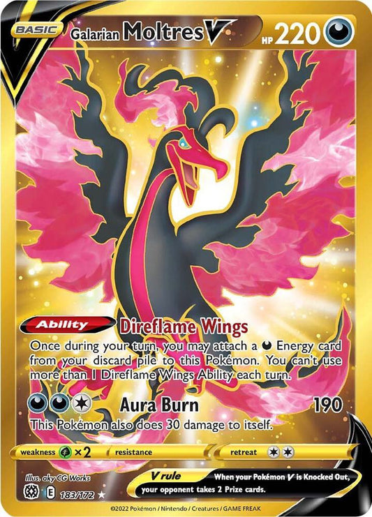 Galarian Moltres V (Secret) 183/172 Secret Rare Brilliant Stars Pokémon card