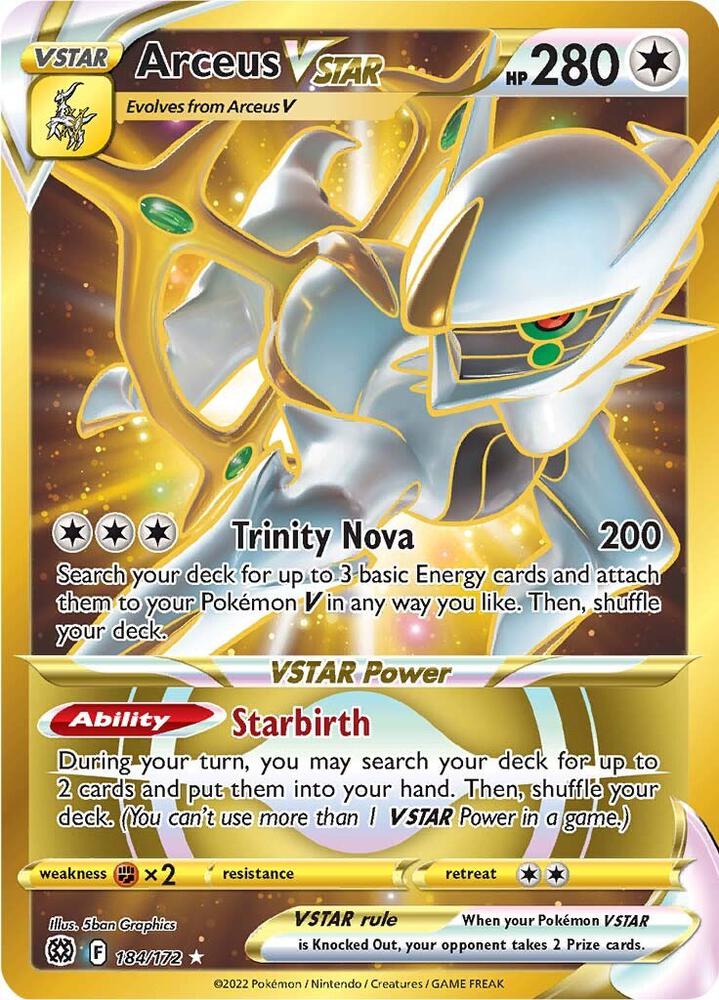 Arceus VSTAR (Secret) (184) 184/172 Secret Rare Brilliant Stars Pokémon card