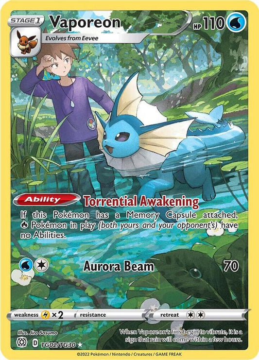 Vaporeon - TG02/TG30 Ultra Rare SWSH09: Brilliant Stars Trainer Gallery