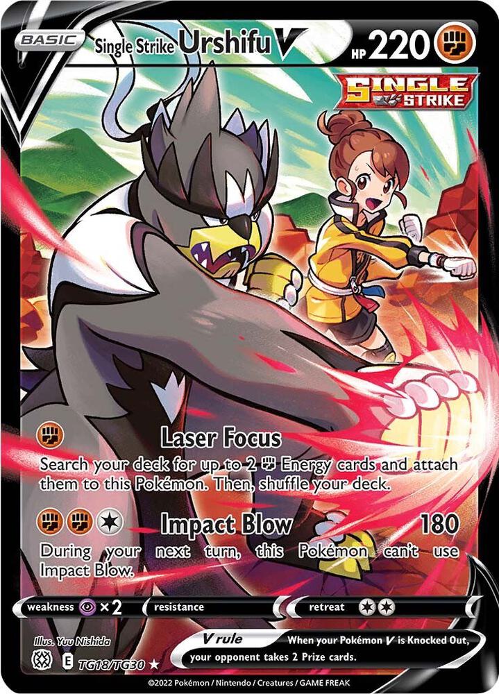 Single Strike Urshifu V TG18/TG30 Ultra Rare Brilliant Stars Trainer Gallery Pokémon card