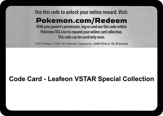 Code Card - Leafeon VSTAR Special Collection Code Card Brilliant Stars Pokémon card
